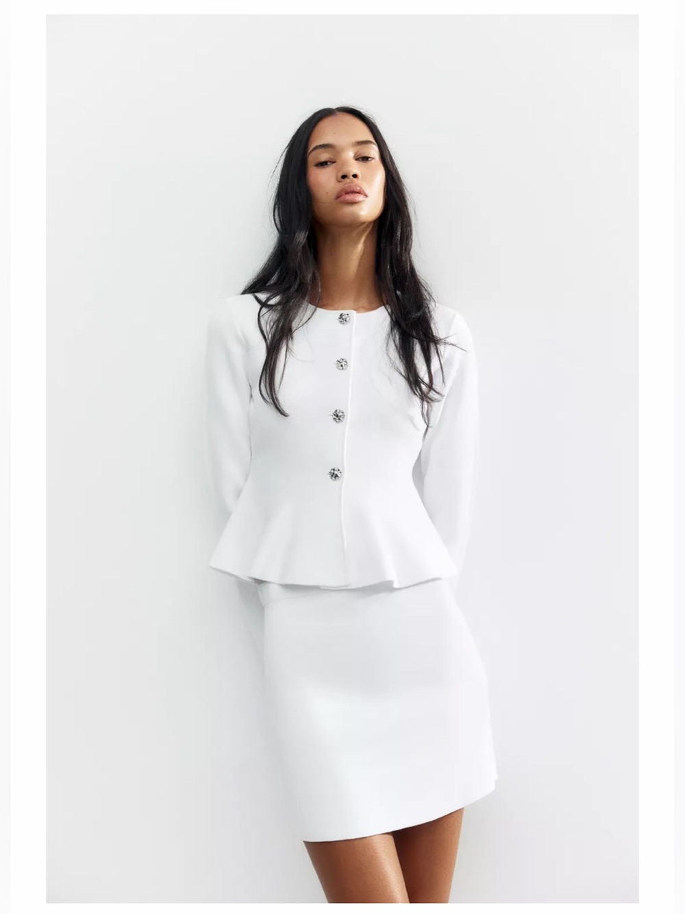 NWT Zara Knit Skirt White Small